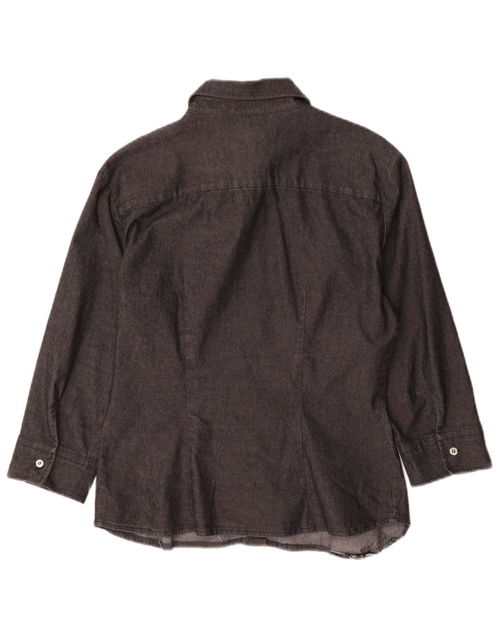 Camicia manica 3/4 da donna BENETTON UK 10 piccola in cotone grigio