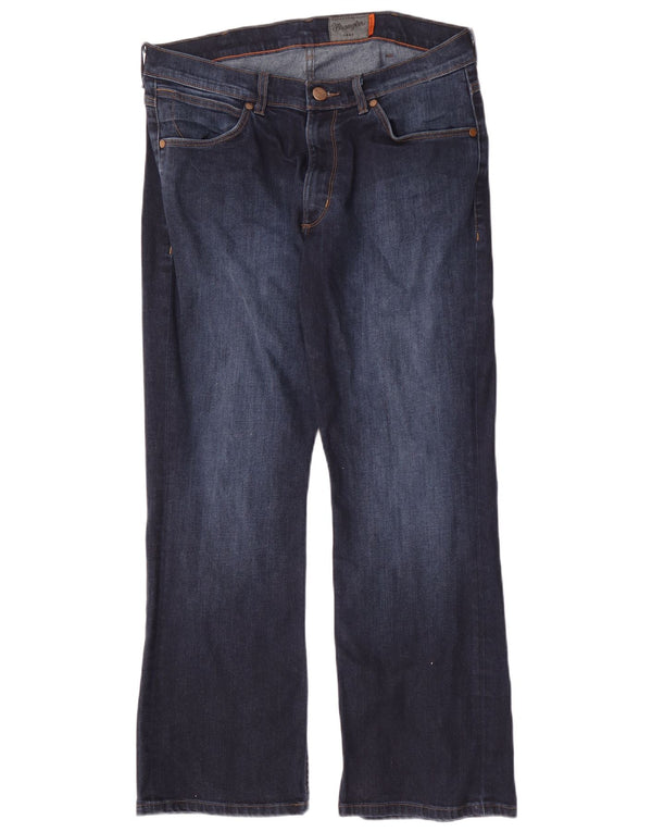 Wrangler Mens Jacksville Bootcut Jeans W34 L30 Navy Blue Cotton