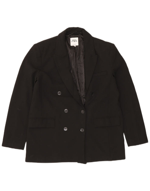 Giacca blazer doppiopetto da donna ZARA UK 16 grande poliestere nero