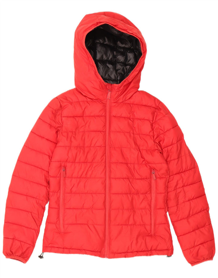 Giacca imbottita con cappuccio grafica da donna Pyrex UK 10 piccola poliestere rosso
