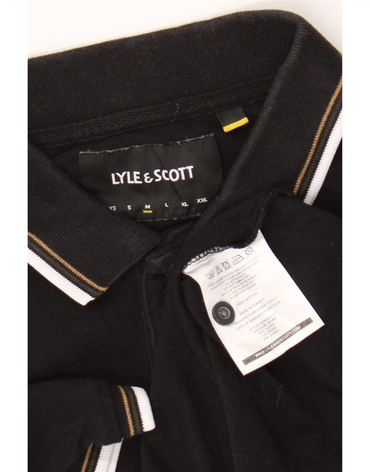 Polo da uomo Lyle & Scott in cotone a righe nere medie
