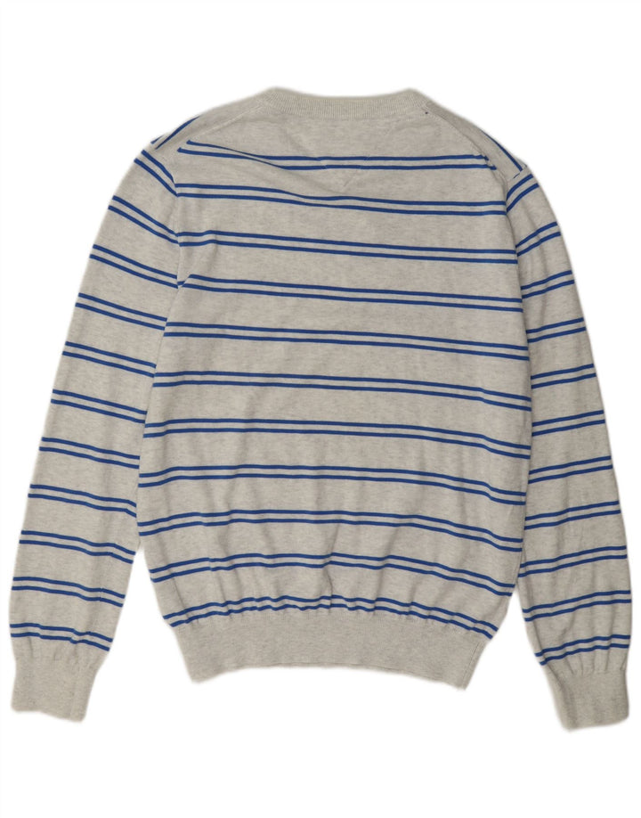 Maglione maglione girocollo da uomo Tommy Hilfiger in cotone a righe grigio medio