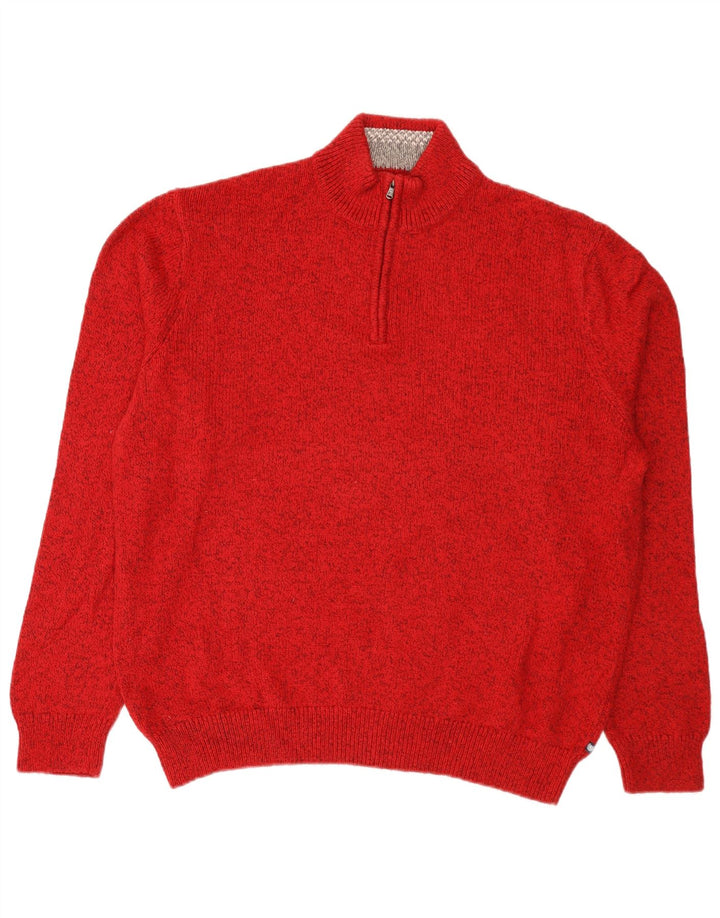 Maglione Chaps da uomo con zip e collo 2XL in cotone chiazzato rosso