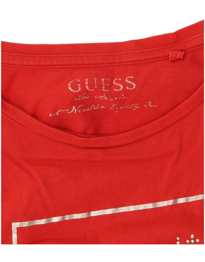 Guess T-shirt grafica da donna Top UK 12 Medium Rosso