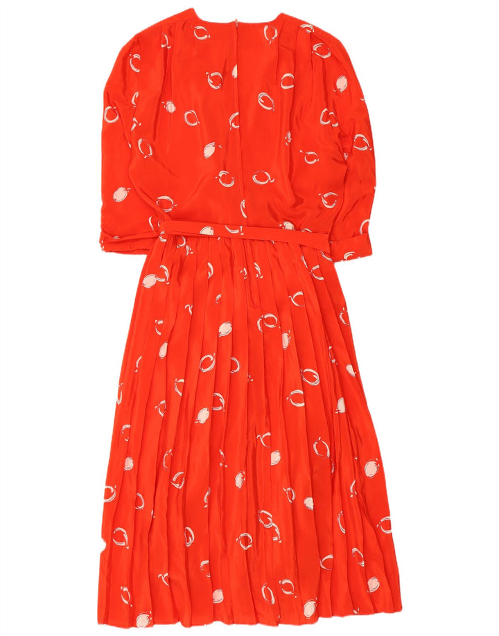 Abito lungo da donna vintage con maniche a 3/4 con motivo astratto EU 42 grande rosso