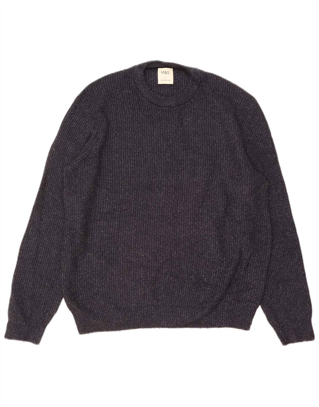 Maglione maglione girocollo da uomo Marks & Spencer grande blu navy screziato