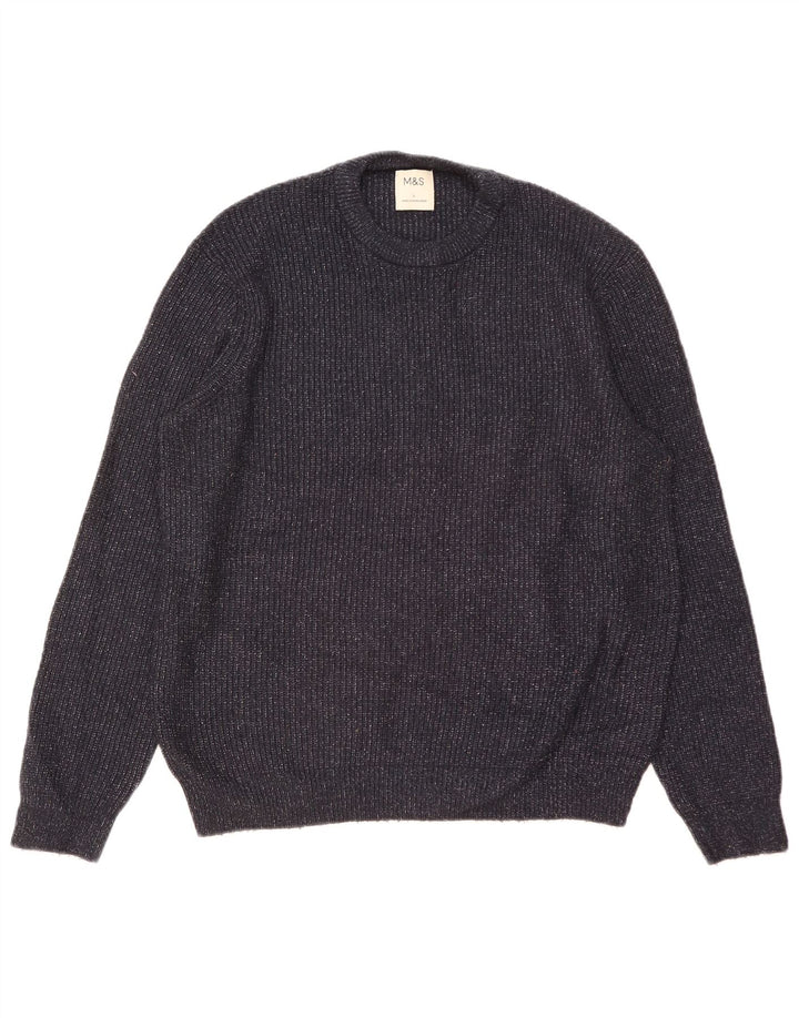 Maglione maglione girocollo da uomo Marks & Spencer grande blu navy screziato