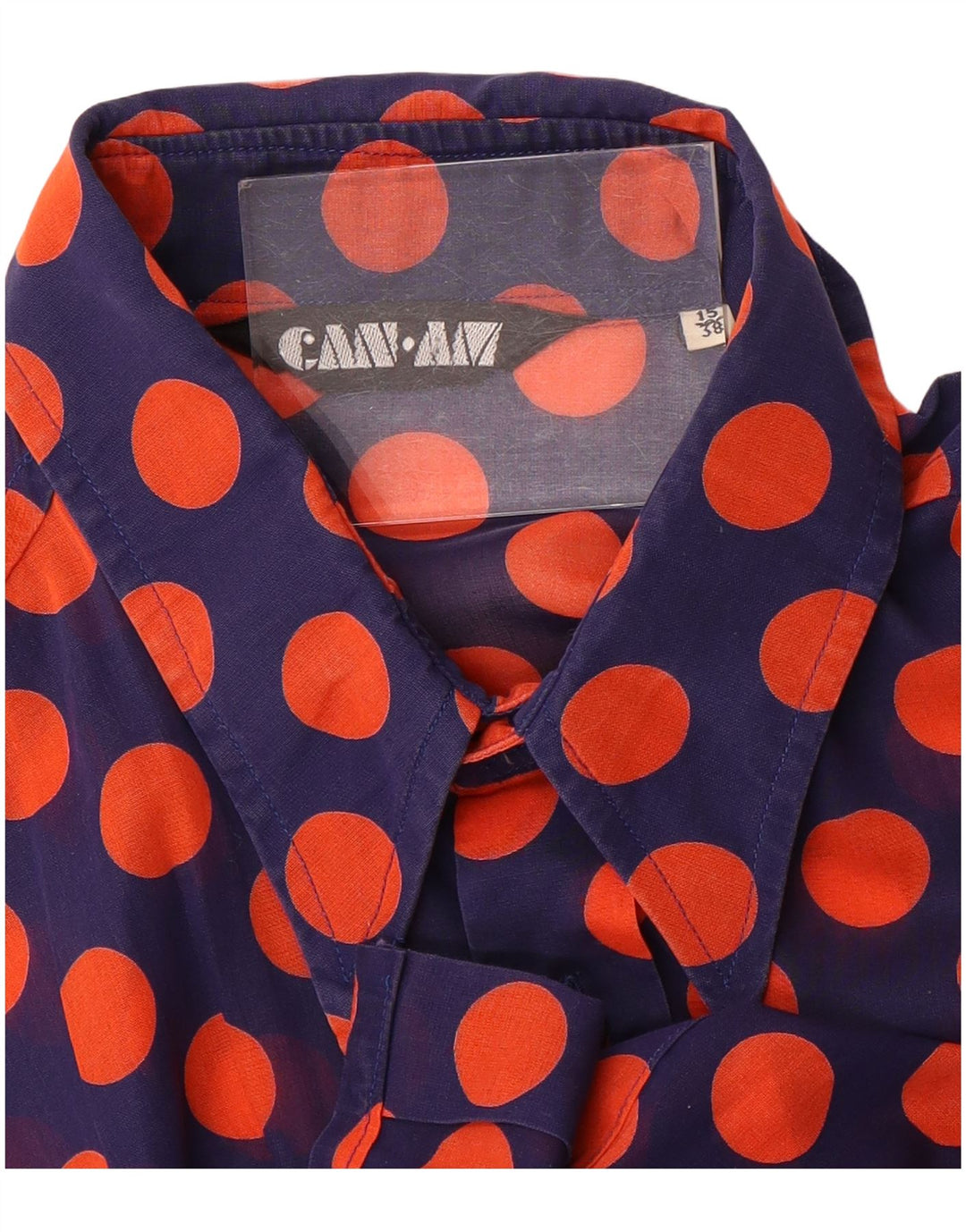 Camicia trasparente da uomo Can Am taglia 15 38 a pois blu navy medio