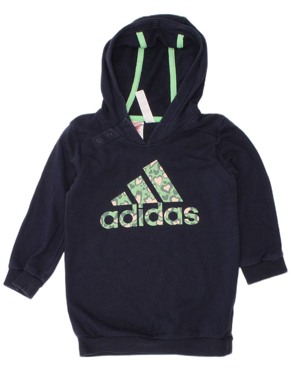 Felpa con cappuccio grafica Adidas da bambina 18-24 mesi in cotone blu navy