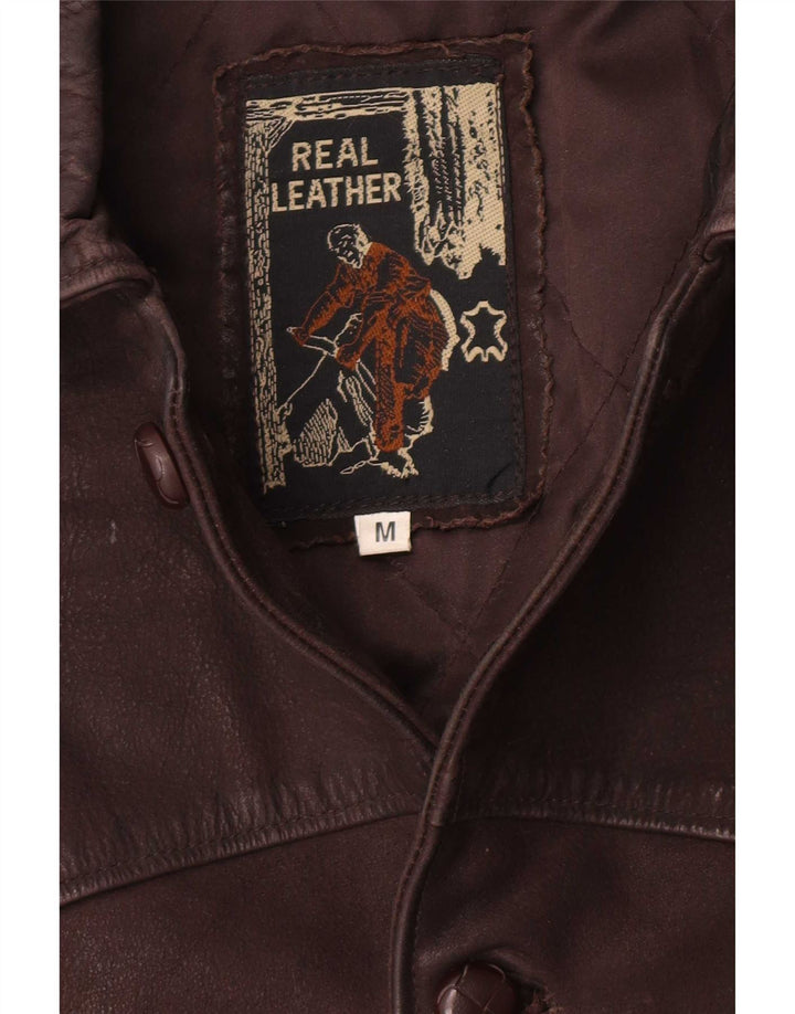 Giacca in pelle vintage da uomo UK 38 in pelle marrone medio