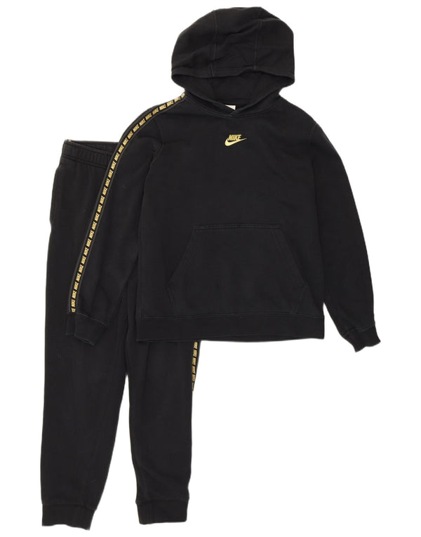 Nike Girls Loose Fit Graphic Full Tracksuit 12-13 Years Large Black Cotton