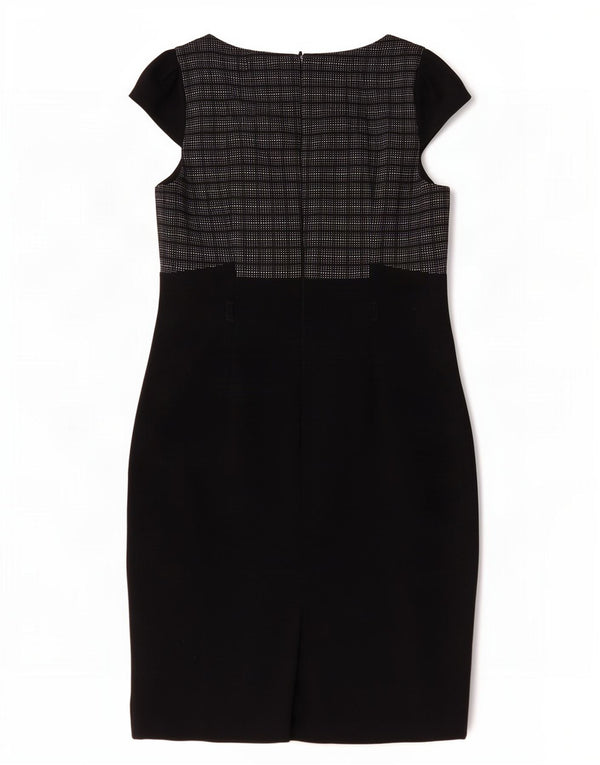 Marks & Spencer Womens Sheath Dress UK 14 Medium Black Check Polyester