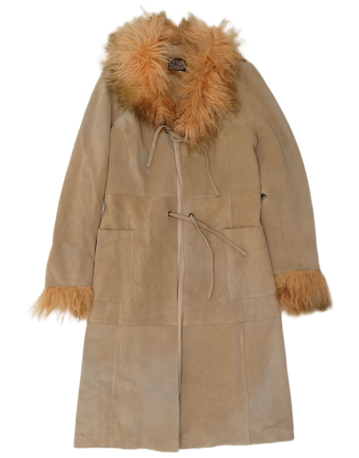 Soprabito da donna in pelle scamosciata Jet Plane IT 42 Pelle beige medio