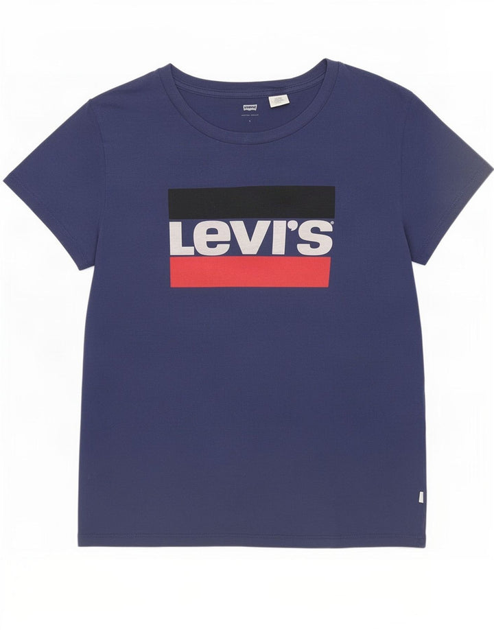 T-shirt grafica da donna Levi's Top UK 16 Large Blu Navy