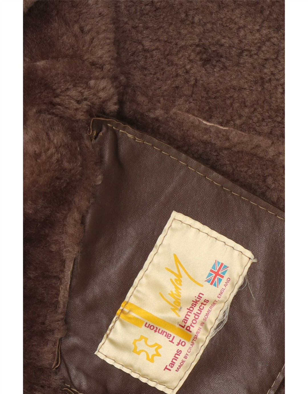 Giacca in shearling da donna vintage UK 20 2XL Pelle di agnello beige