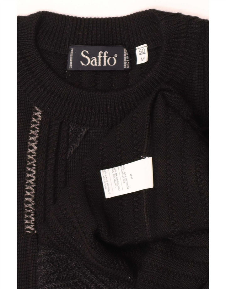 Maglione maglione girocollo da uomo Saffo IT 50 medio nero geometrico