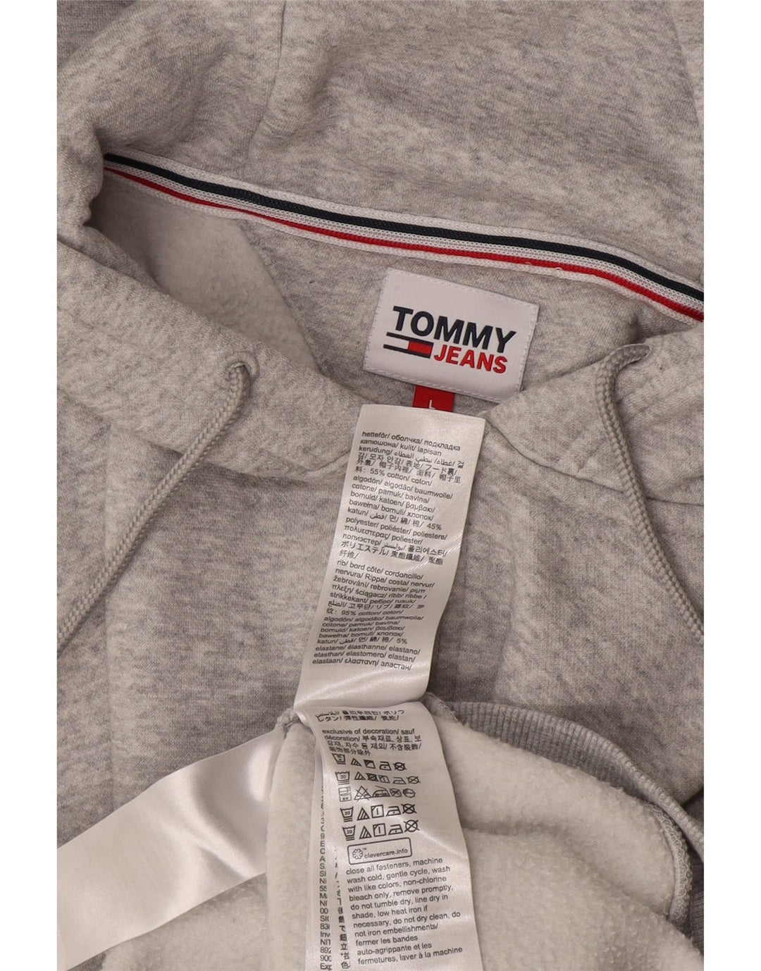 Maglione con cappuccio e zip da uomo Tommy Hilfiger grande in cotone grigio