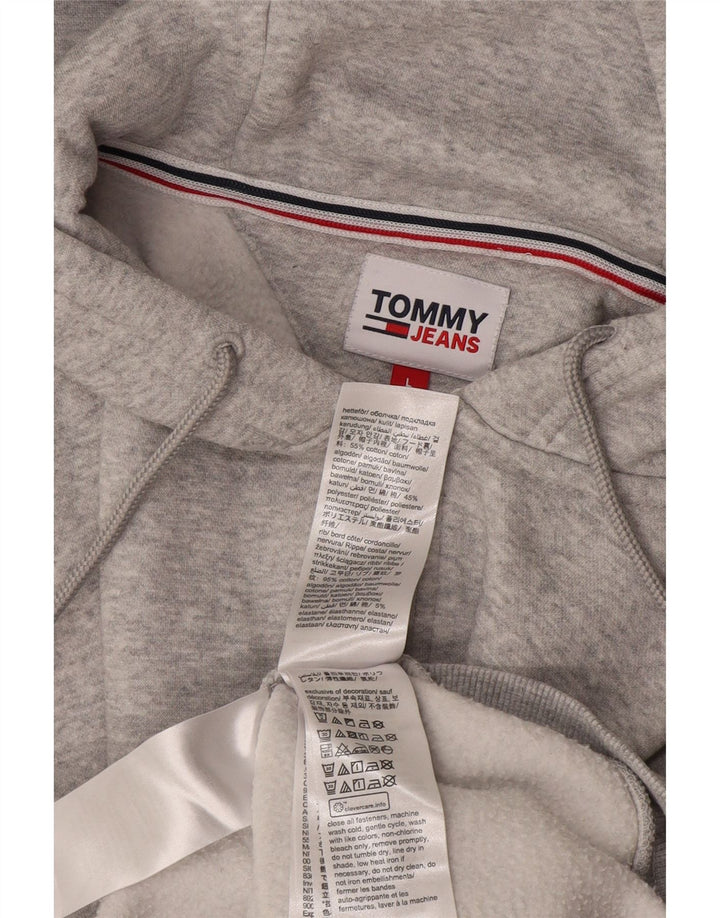 Maglione con cappuccio e zip da uomo Tommy Hilfiger grande in cotone grigio