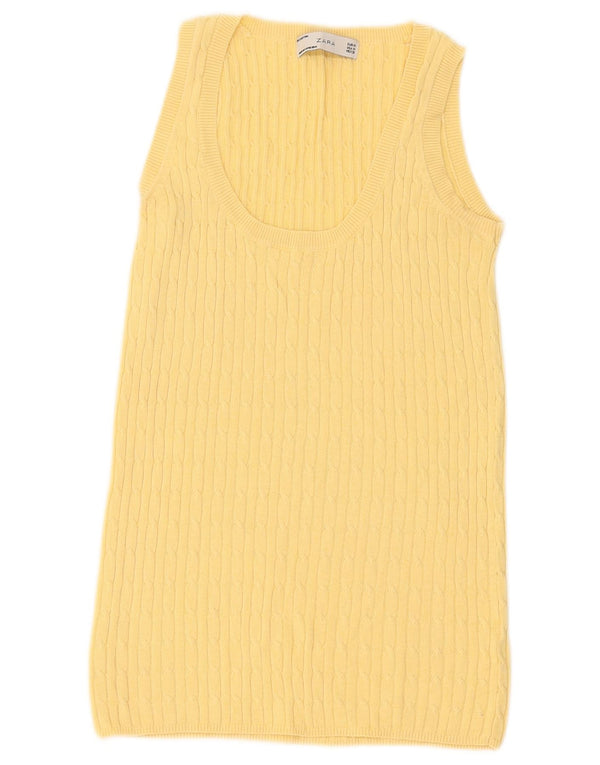 Canotta canotta da donna Zara UK 12 cotone giallo medio