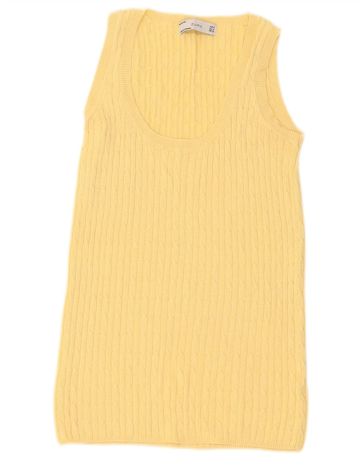 Canotta canotta da donna Zara UK 12 cotone giallo medio