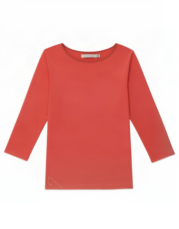 Top corto da donna Zara manica 3/4 UK 14 grande rosso cotone