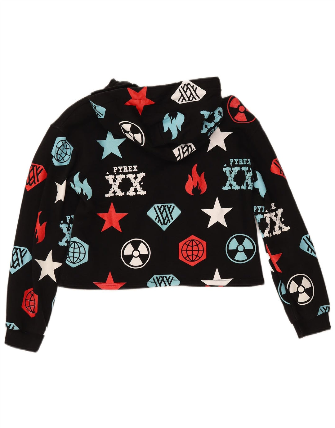 PYREX Maglione con cappuccio grafico per ragazze 11-12 anni XL Nero geometrico