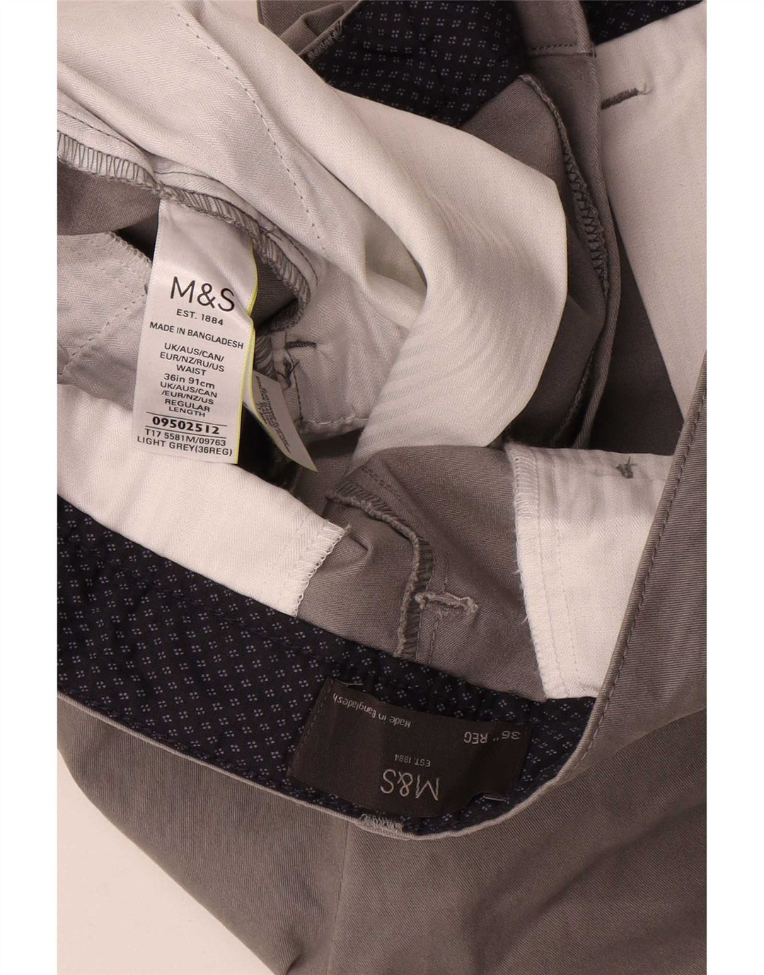 Pantaloncini chino da uomo Marks & Spencer W36 grandi in cotone grigio