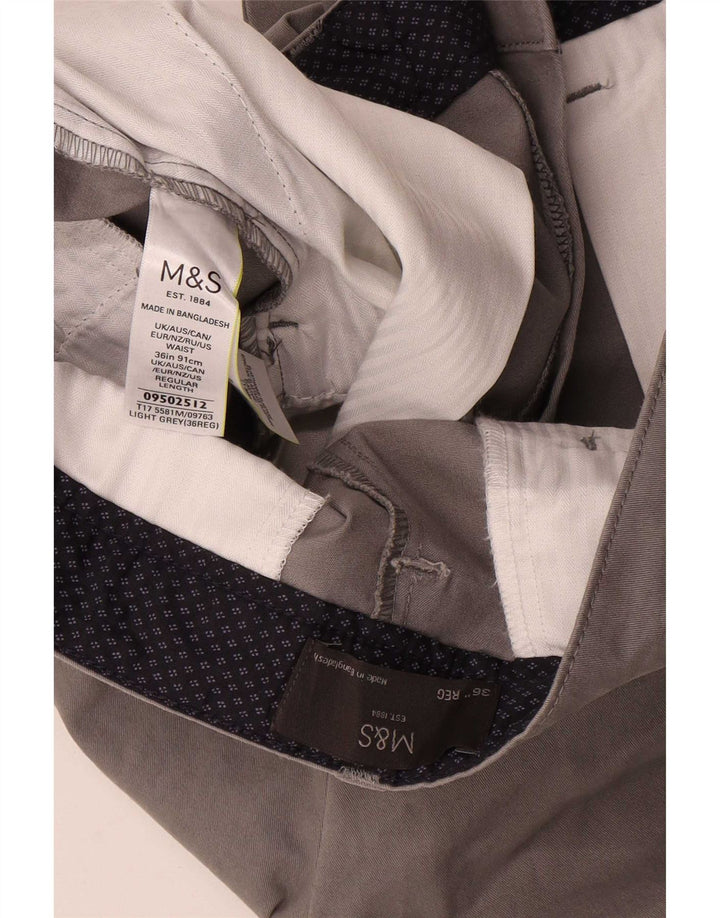 Pantaloncini chino da uomo Marks & Spencer W36 grandi in cotone grigio