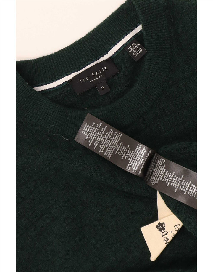 Maglione maglione girocollo da uomo Ted Baker taglia 3 poliestere verde medio