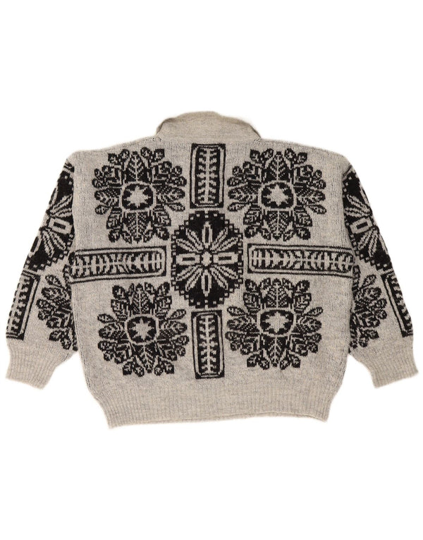 RODES Maglione oversize da donna con collo a polo oversize UK 18 XL Grigio floreale