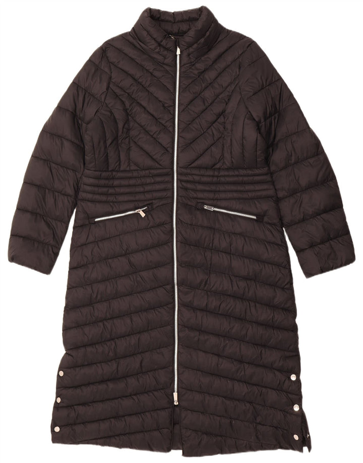 Cappotto imbottito da donna Karen Millen UK 14 grande nylon nero