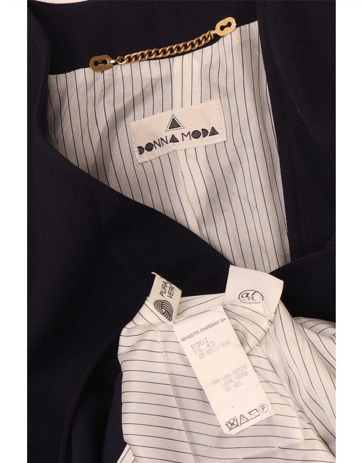 Giacca blazer doppiopetto vintage da donna IT 42 blu navy medio