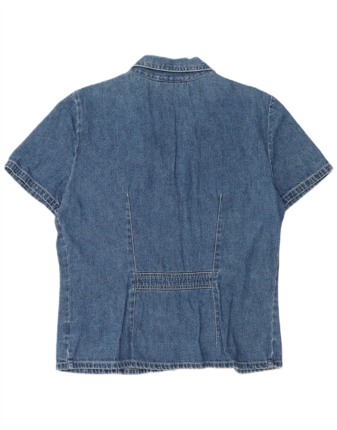 DRESS BARN Camicia in denim a maniche corte da donna US 8 Cotone blu medio