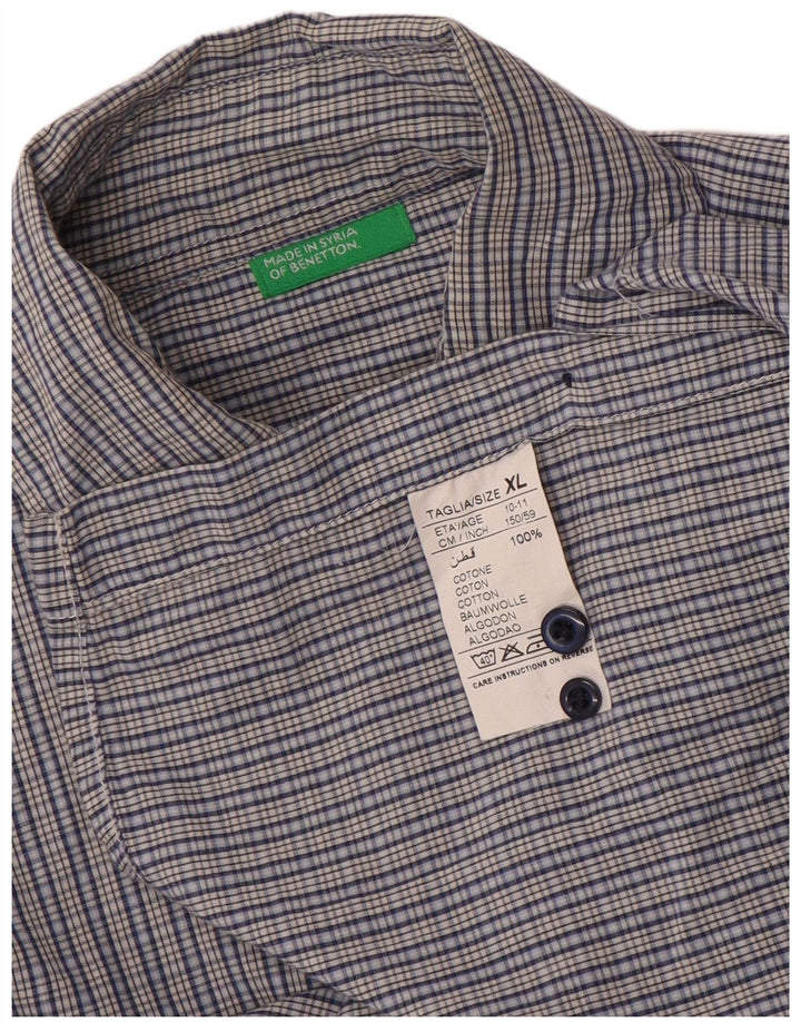 Camicia Benetton Bambino 10-11 Anni XL Cotone Vichy Blu