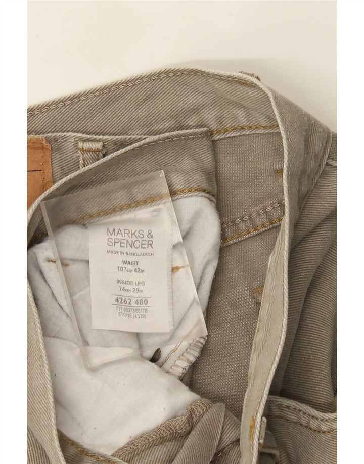 Pantaloni casual dritti da uomo Marks & Spencer W42 L29 cotone grigio
