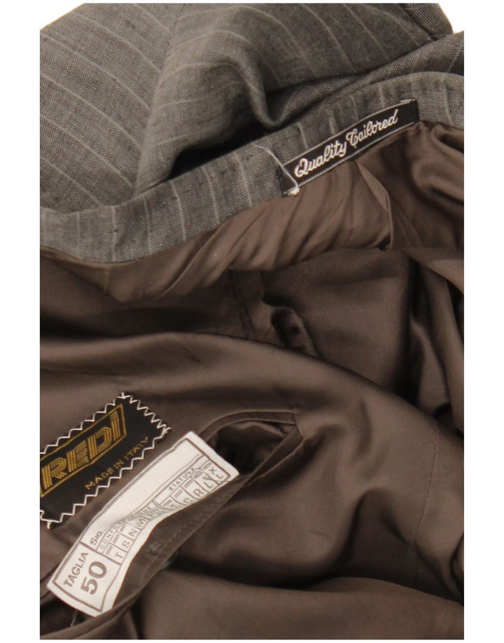 Giacca blazer doppiopetto vintage da uomo IT 50 grande gessato grigio