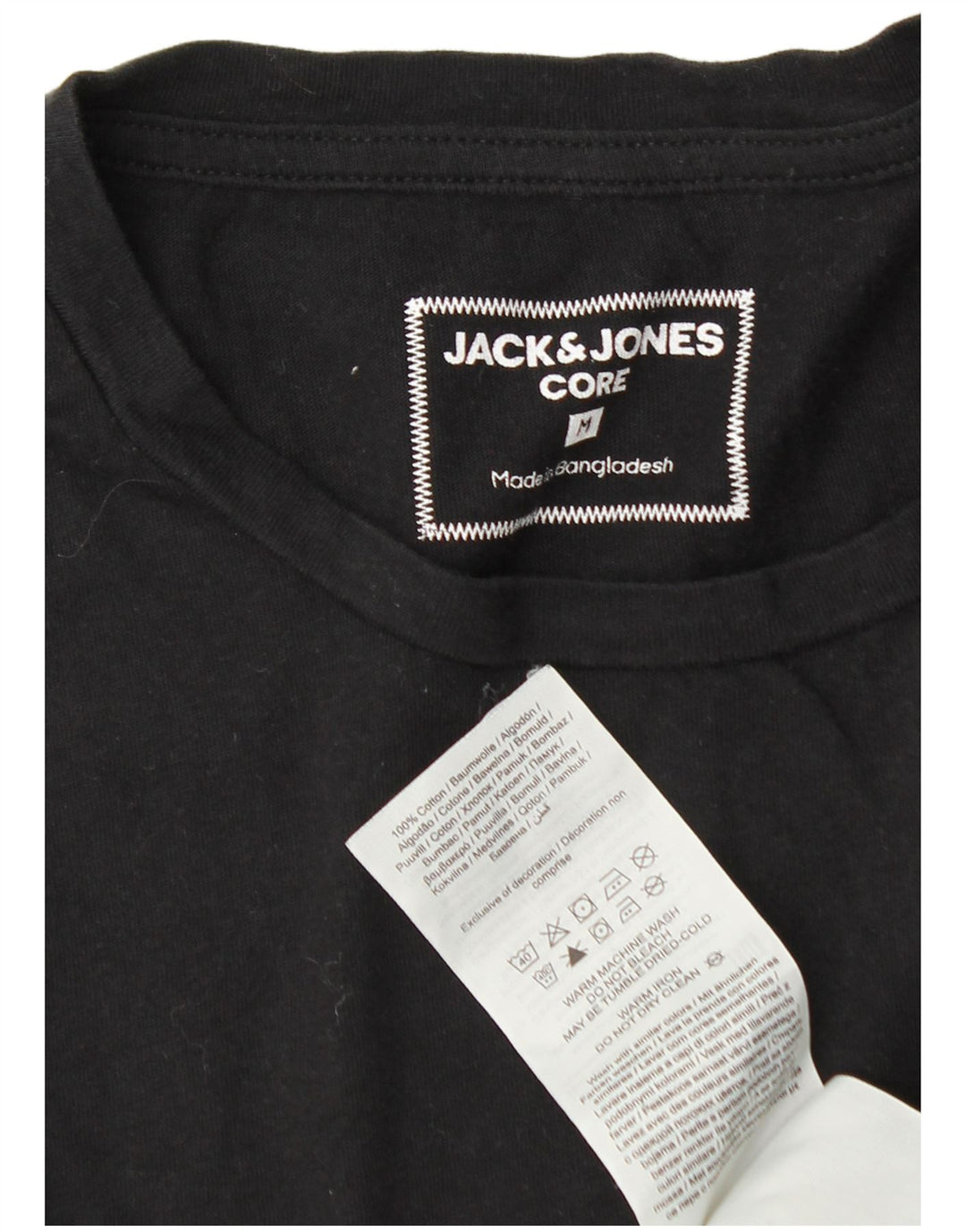 Jack & Jones Top grafico da uomo a maniche lunghe in cotone nero medio