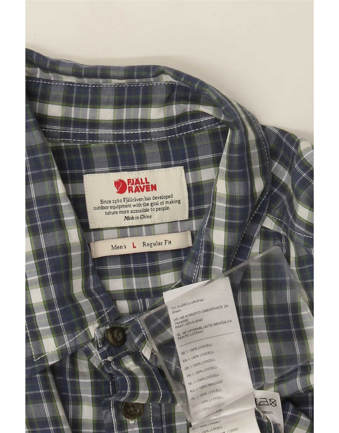 Camicia Fjall Raven da uomo dalla vestibilità regolare, in Lyocell a quadri blu grandi