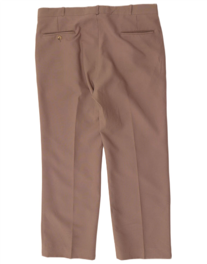 Pantaloni da completo da uomo con pegging Farah W36 L28 poliestere marrone
