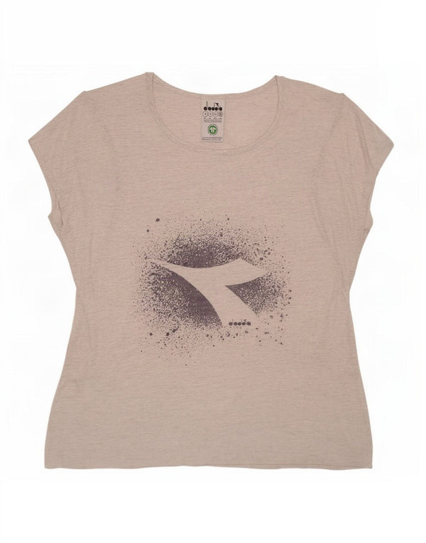 T-shirt grafica oversize da donna Diadora Top UK 10 Small Grey Flecked