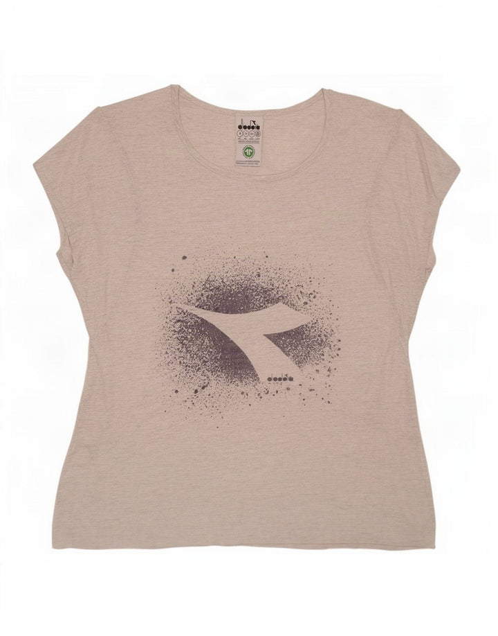 T-shirt grafica oversize da donna Diadora Top UK 10 Small Grey Flecked