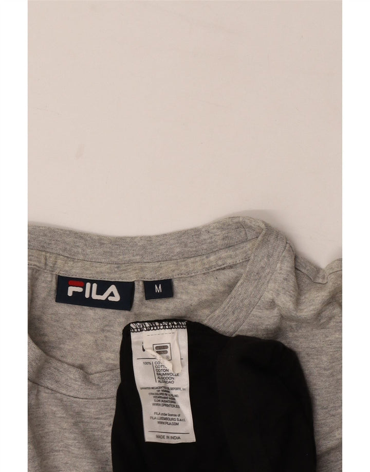 T-shirt grafica da uomo Fila Top in cotone color block medio nero
