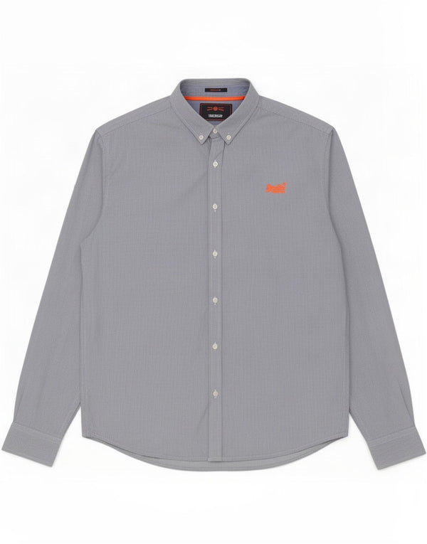 Camicia da uomo Superdry XL cotone gessato blu