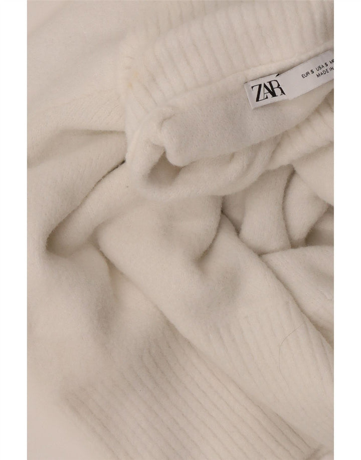 Maglione maglione collo alto da donna Zara UK 10 piccolo bianco