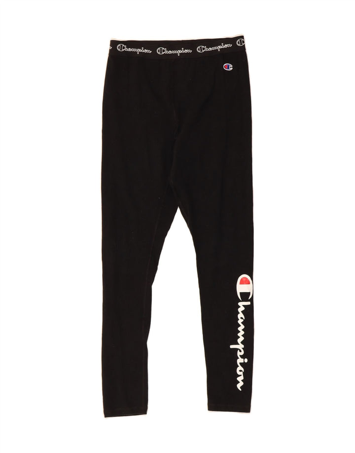 CHAMPION Womens Graphic Leggings UK 16 Large  Black Cotton Vintage Champion and Second-Hand Champion from Messina Hembry 