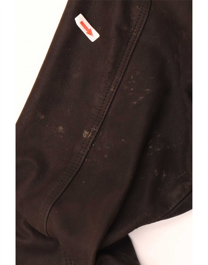 Giacca in pelle vintage da donna UK 20 2XL Marrone
