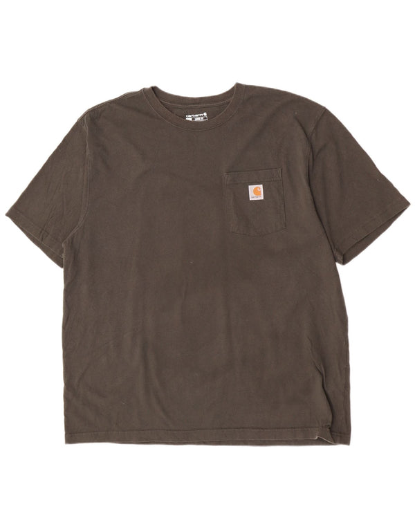 T-shirt Carhartt da uomo vestibilità ampia Top XL cotone kaki