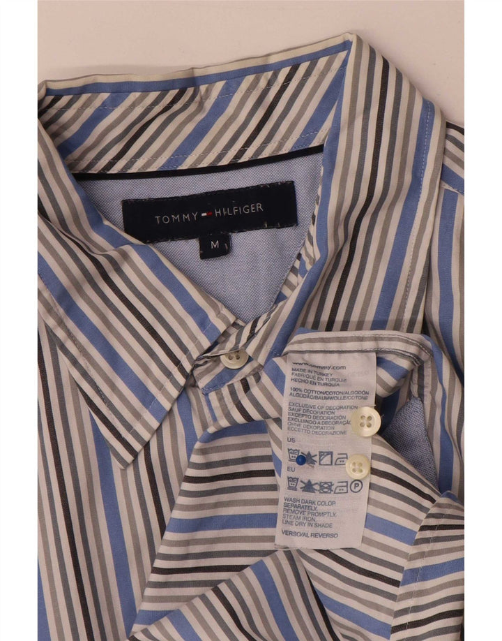 Camicia da uomo Tommy Hilfiger in cotone gessato blu medio