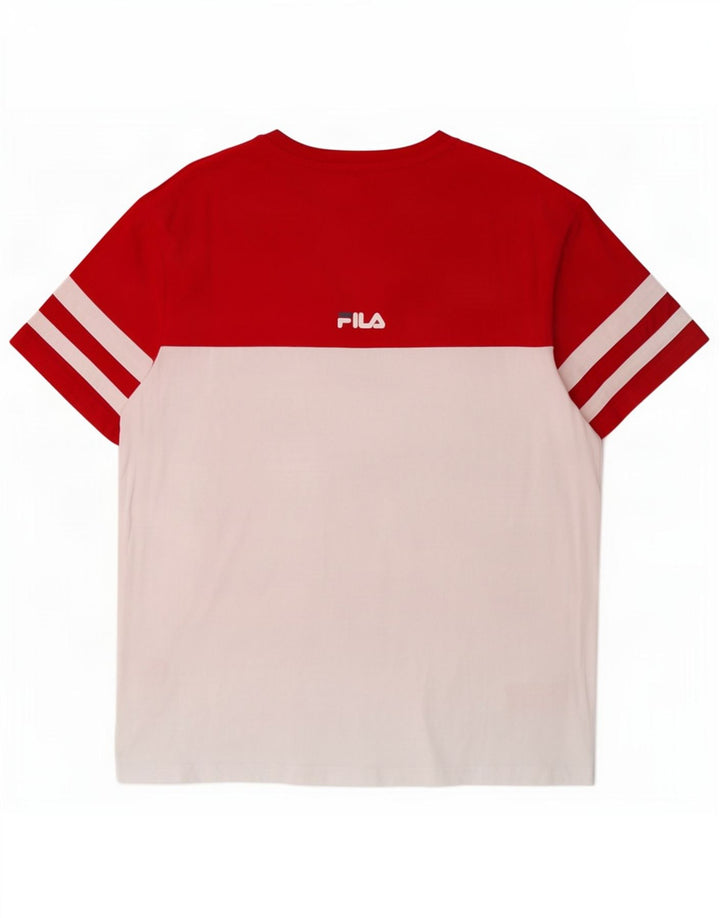 T-shirt grafica da uomo Fila Top in cotone color block bianco medio