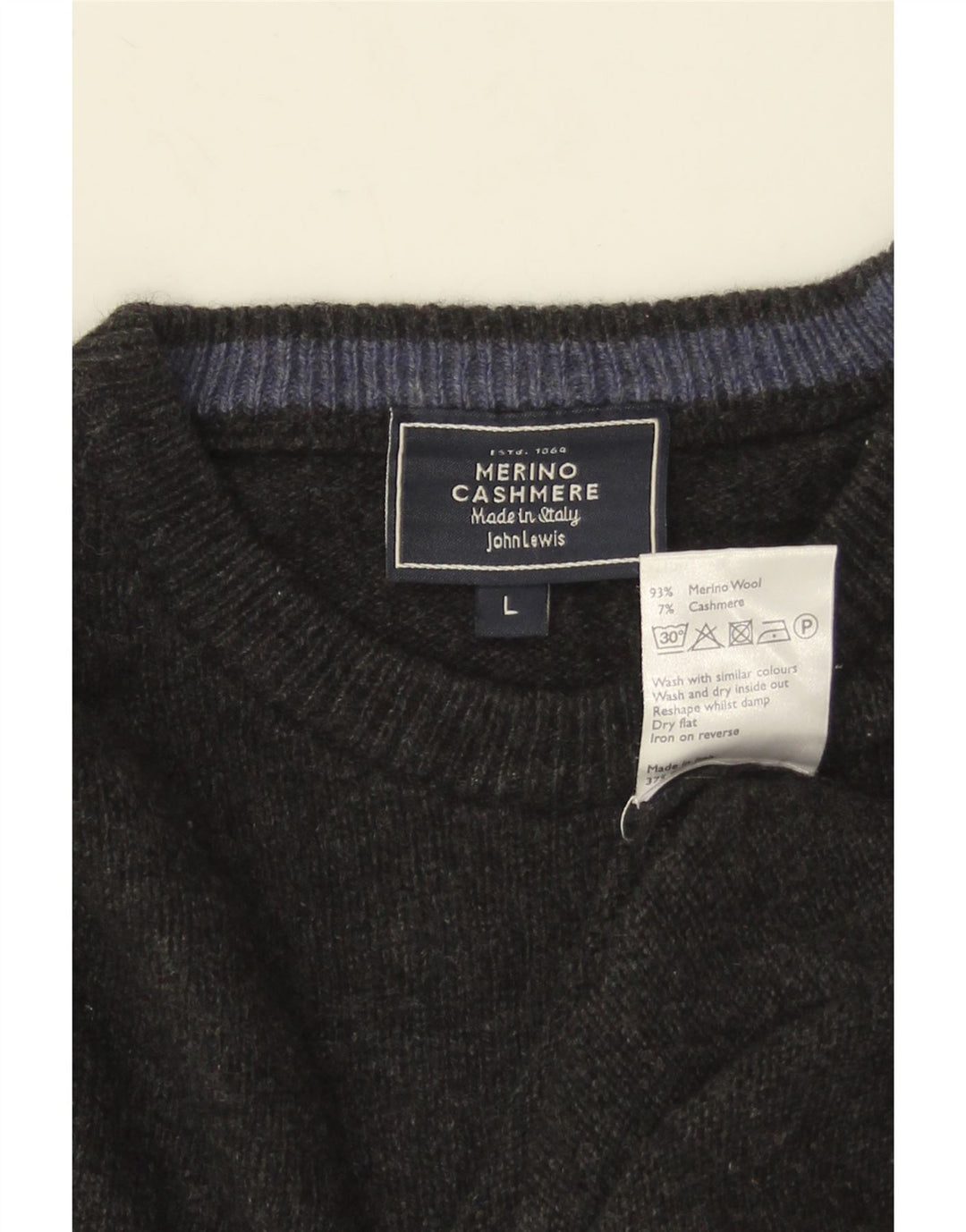 JOHN LEWIS Maglione da uomo girocollo grande lana merino grigia